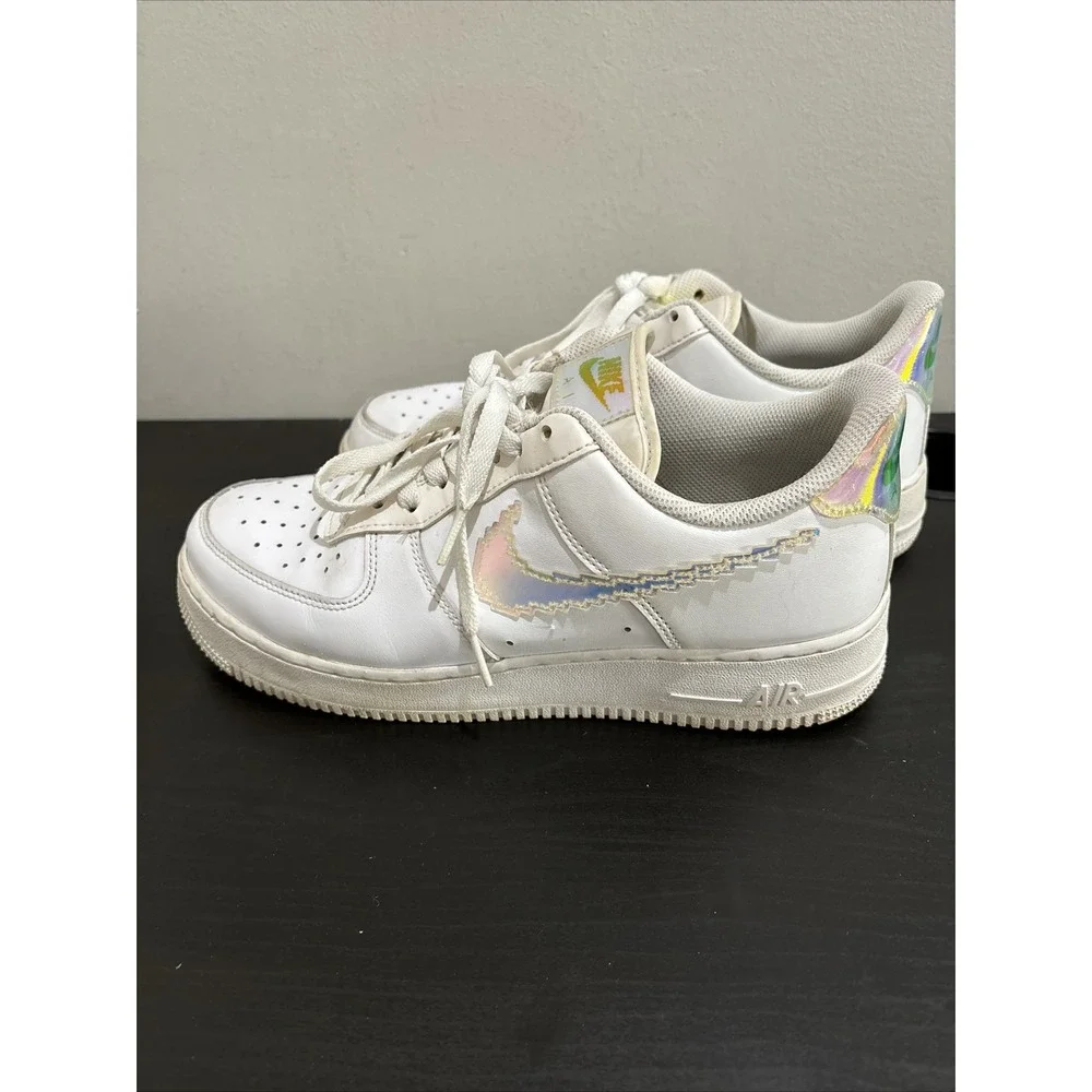 Nike Air Force 1 Low Iridescent Pixel White Multicolor CV1699-100 Men's Size 9